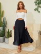 Women's Chiffon Elastic High Waist Pleated A-Line Flared Maxi Skirts