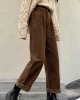Women's Vintage High Waisted Straight Leg Corduroy Pants Trouser